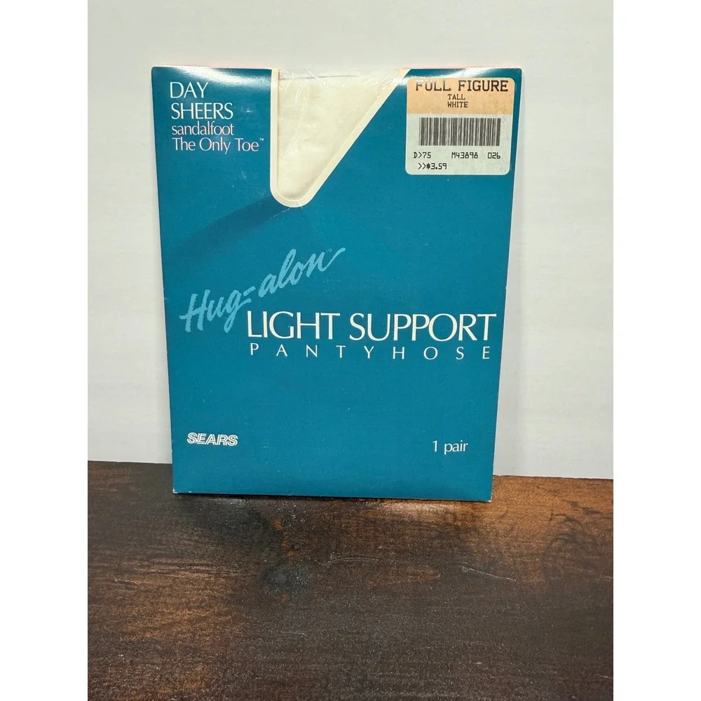 Hug-alon Light Support Pantyhose Full Figure Tall White Sears The‎ Only Toe